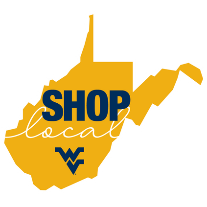Shop Local inside West Virginia state outline with Flying WV