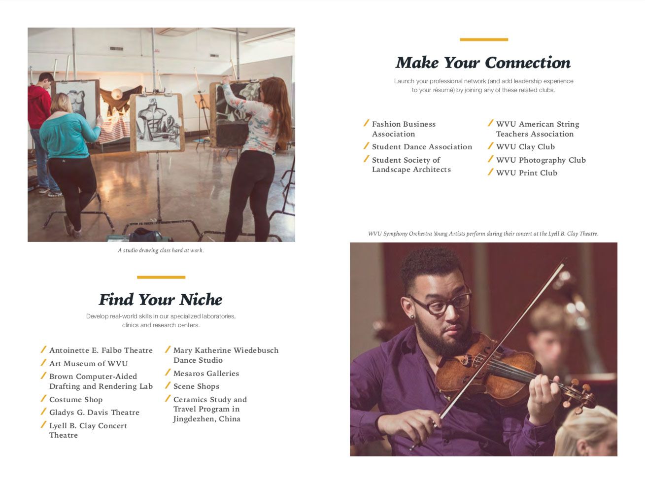 Career Pathway spread with violin player