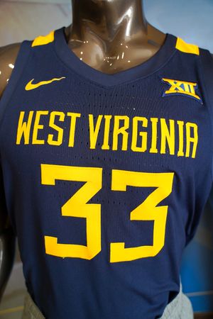 Navy mens basketball jersey with West Virginia and number 33