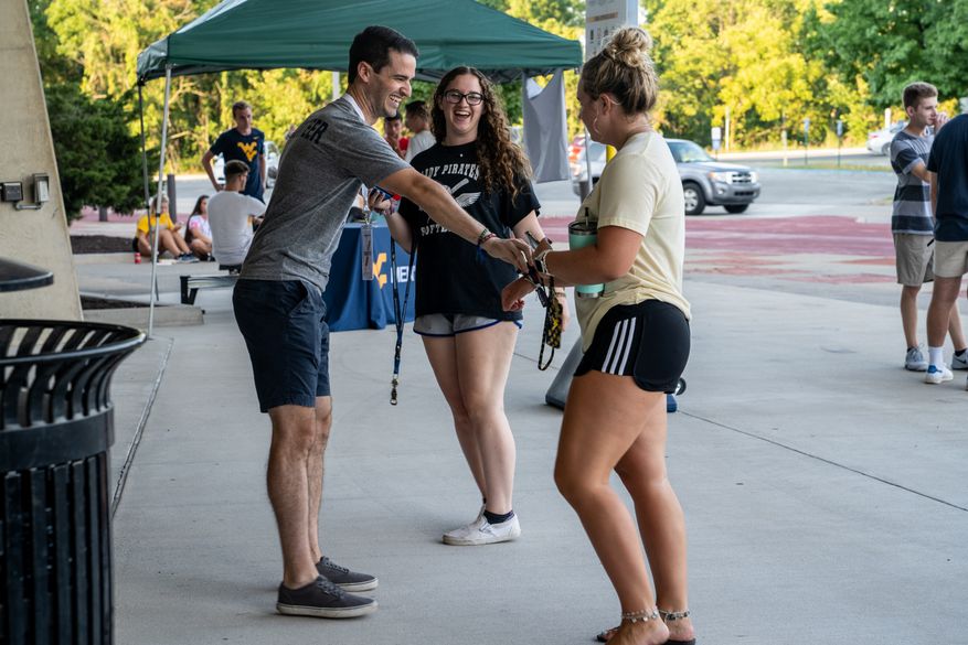Geoff Coyle checking students in at MovieFest on Aug. 18, 2019. Photo by Kallie Nealis.