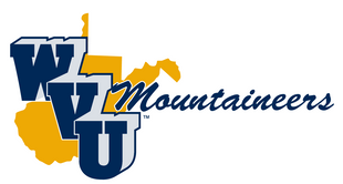 Vintage WVU logo with the West Virginia state shape and verbiage